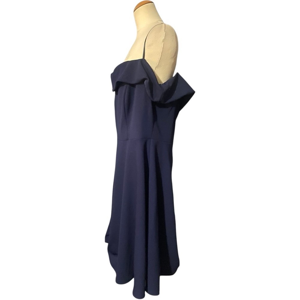 B.Darlin Off Shoulder Fit Flare Dress Navy 18W - Picture 2 of 3